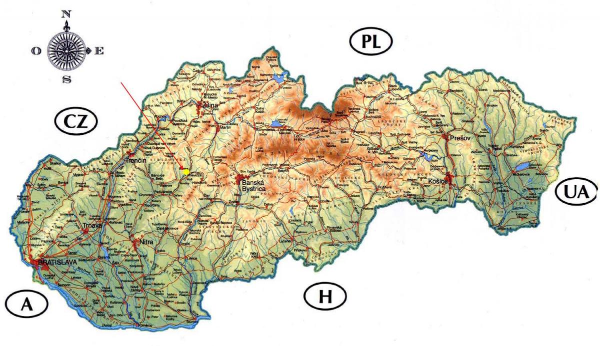 карта Словакии замки