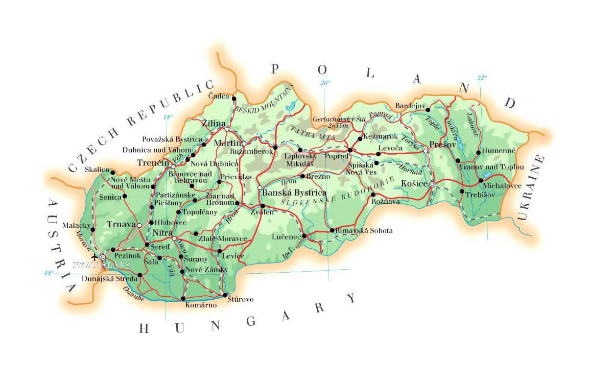 карта горнолыжных курортов Словакии
