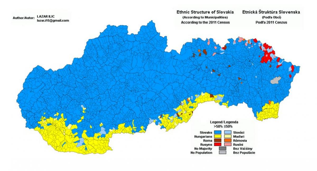 карта Словакии этнические