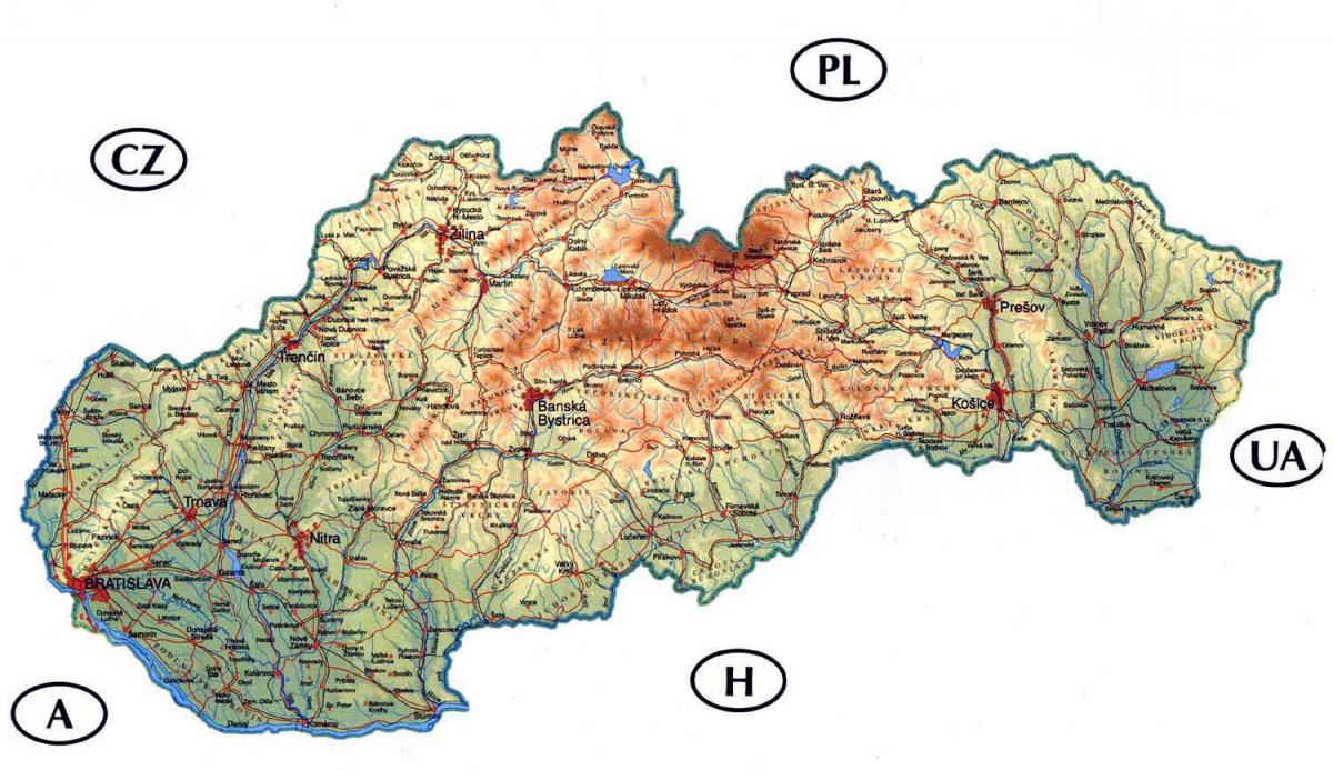 подробная карта Словакии