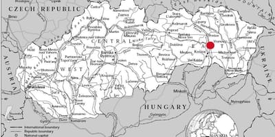 Карта Восточной Словакии