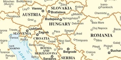Карта Словакии окружающих стран
